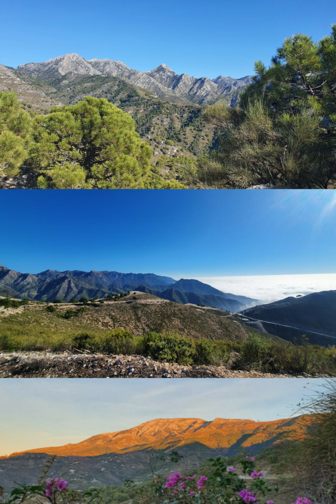 three photos of sierra almijara
