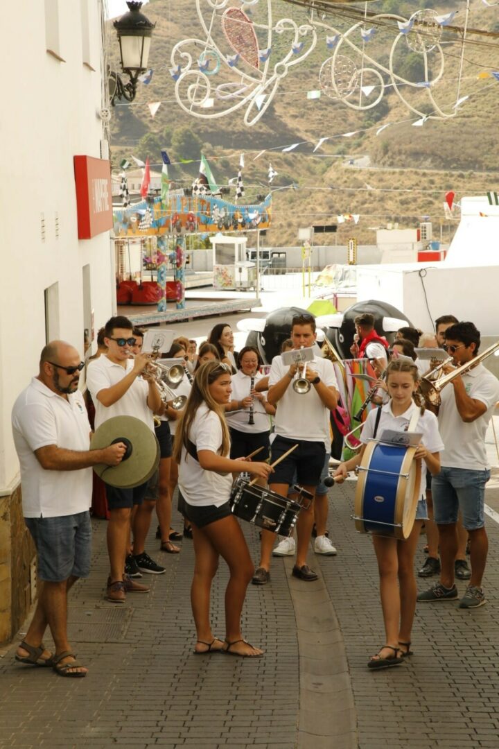 Cómpeta band playing around the town for Competa Feria